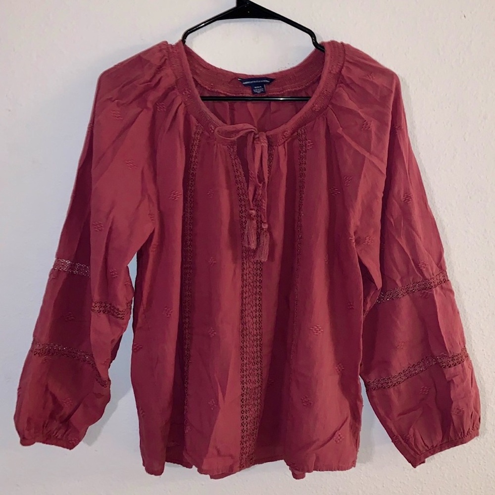 ‼️SOLD‼️American Eagle Boho Embroidered Peasant Top